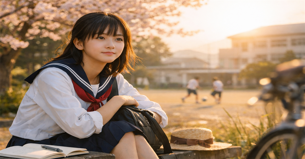 桜の下で過ごす午後の学生