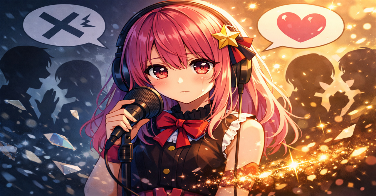 葛藤の間に立つアイドル