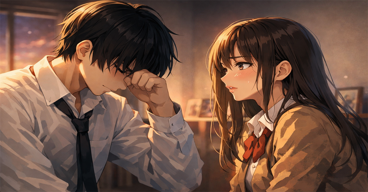 夕暮れの感情の交差点