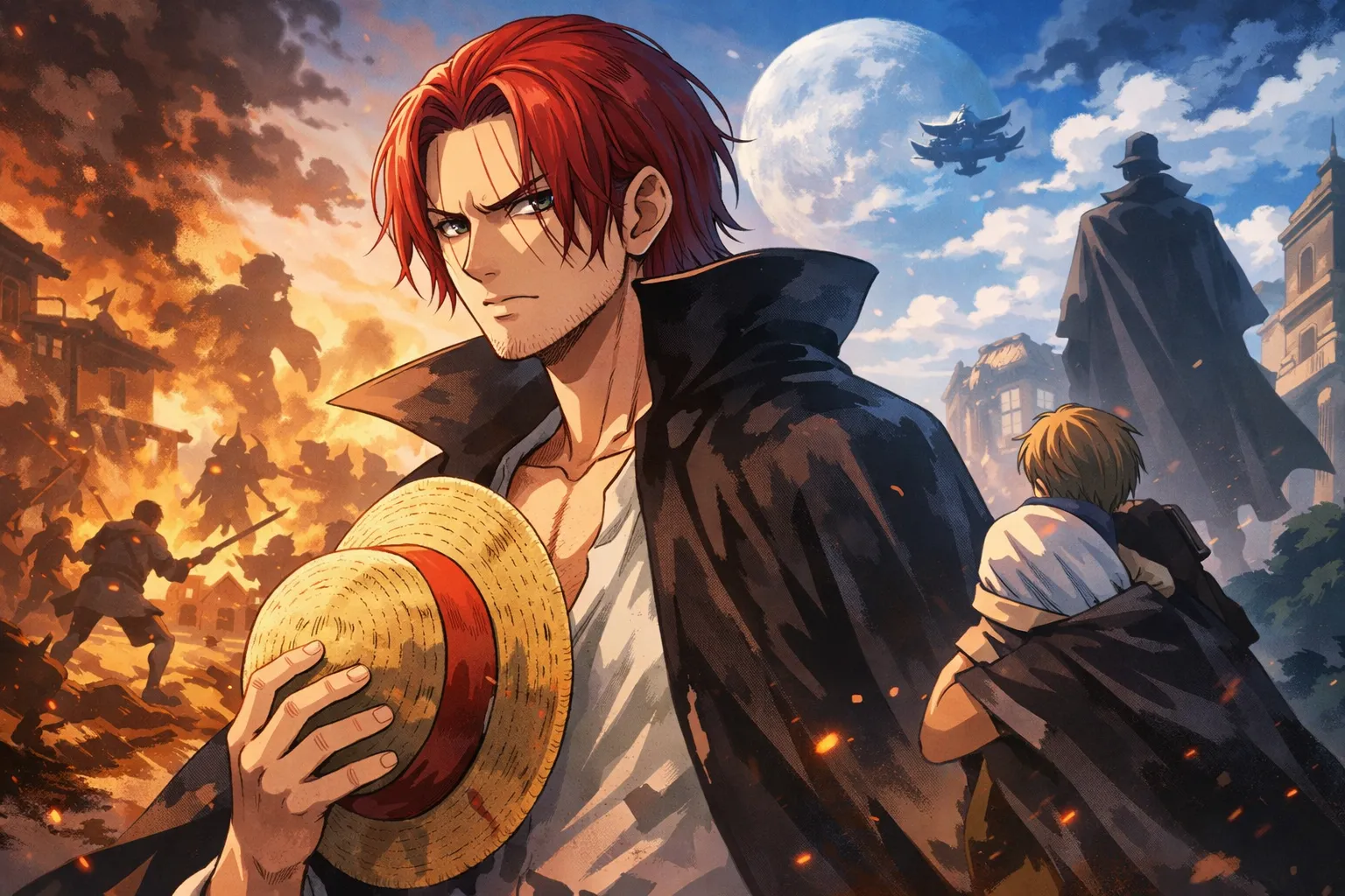 シャンクスと燃え盛る戦闘